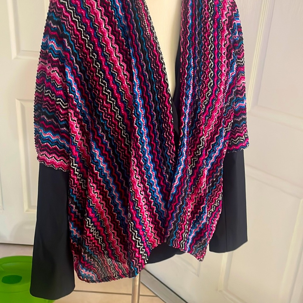 Vintage moms hippie shrug vest tie it or pin it soft mult. colors soft textured